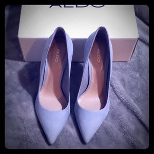 Light blue suede heels